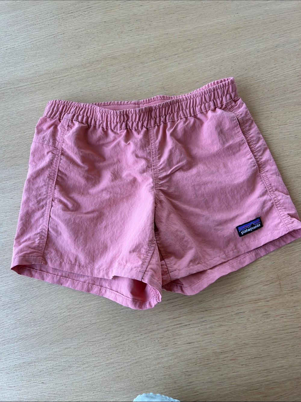 Girls Patagonia Pink Athletic Shorts with Logo Patch